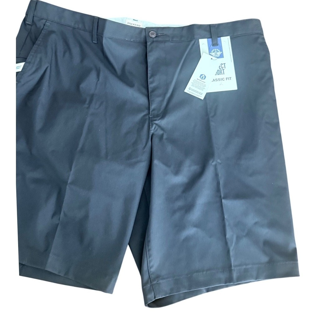 Dockers Mens Perfect Short Classic Fit Black Chino Shorts Hidden‎ Pocket Size 44